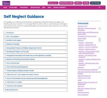 Image of SSAB webpage about Self Neglect Guidance