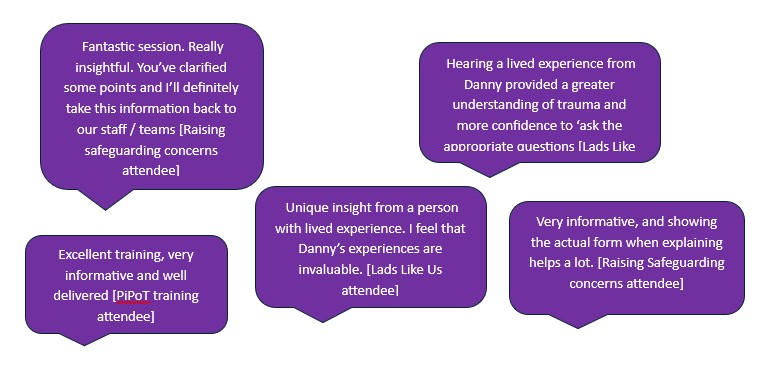 A selection of quotes from training attendees showing how well received the training was.