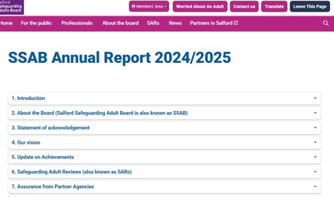 Screenshot of annual report