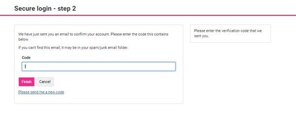 Screenshot of step 2 of verifying your identity.